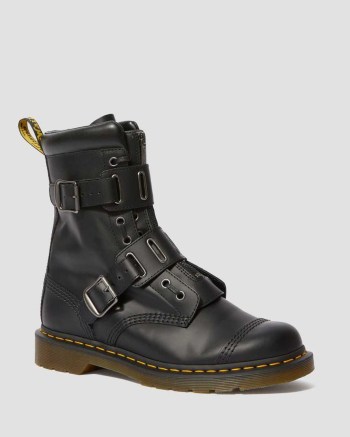 Dr Martens 1490 Quynn Smooth Leather Buckle Šnurovacie Čižmy Panske Čierne | 5467-AMRWI